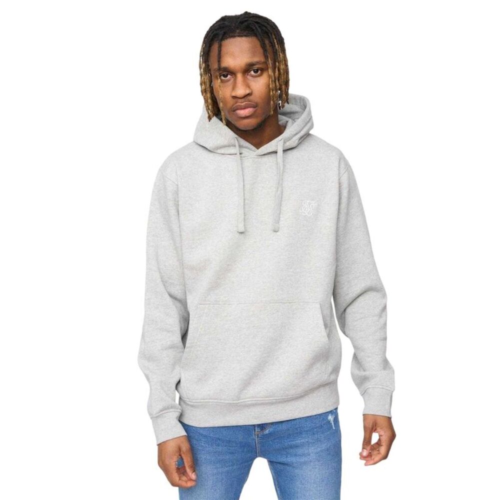 SikSilk Mens Essentials Overhead Hoodie / Grey Marl